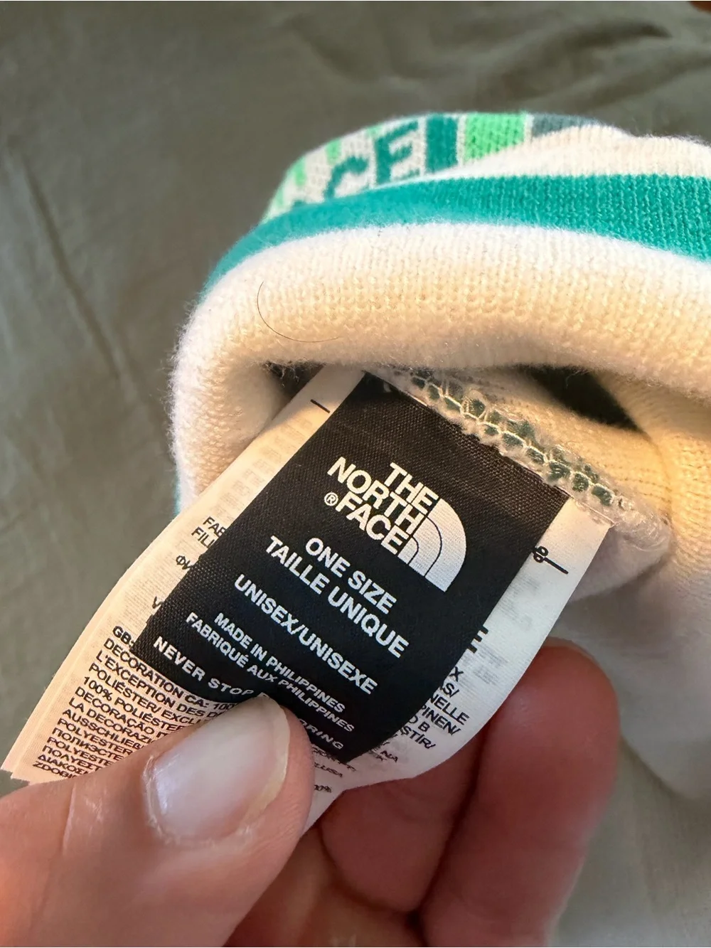 The North Face Green Teal Stripe Beanie